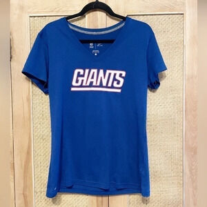 Women’s New York Giants V Neck Fitted Short Sleeve Dri Fit Nike Shirt Size Large